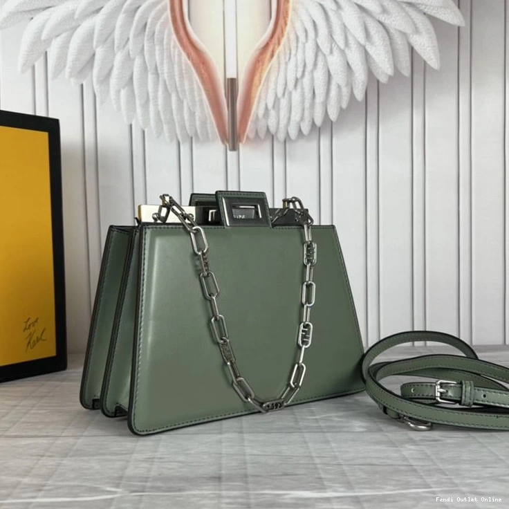 Affordable Mini Green In Calf Cut Leather Bag Peekaboo Fendi 0804